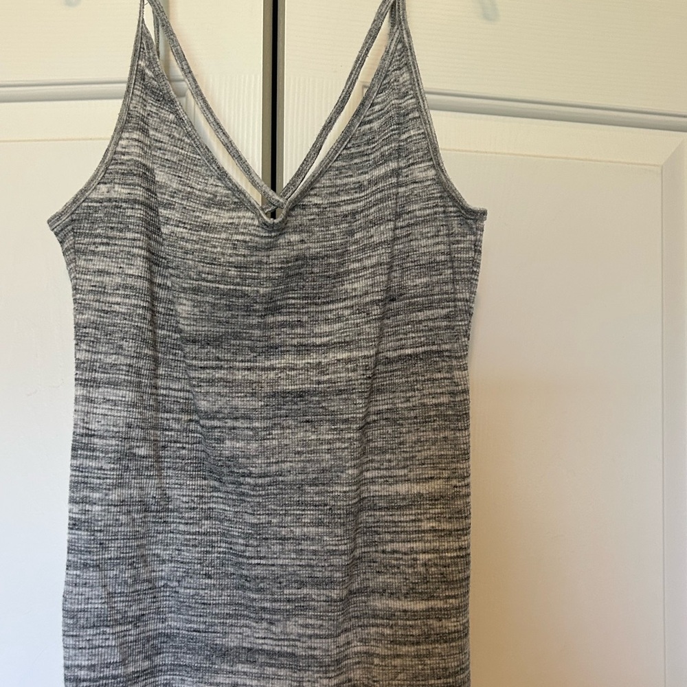 Hollister Gray and White Fitted Camisole Top